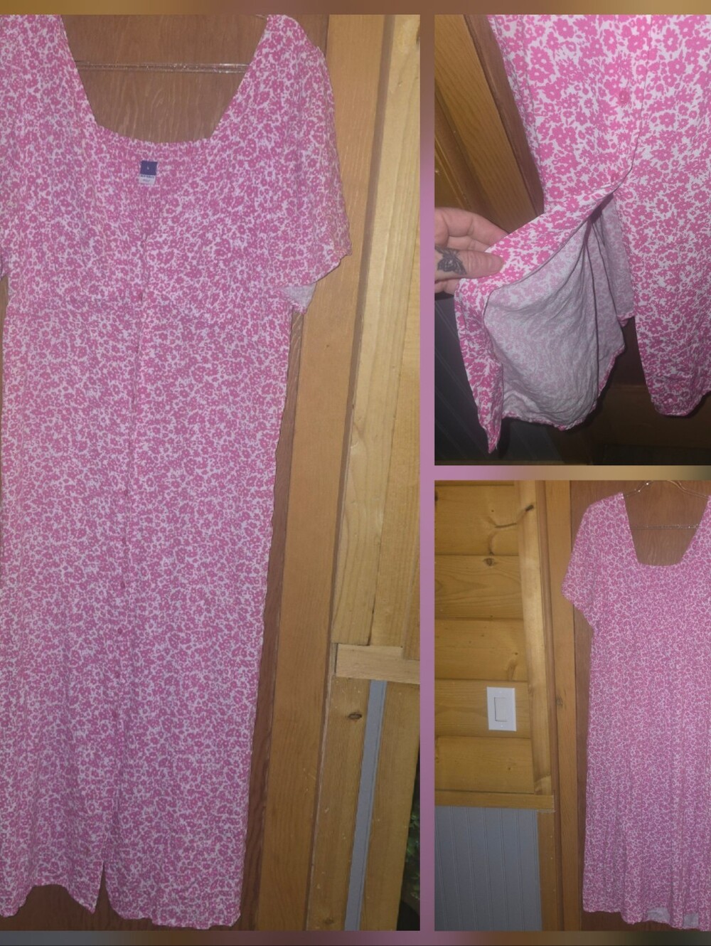 New no tags old navy large 100% rayon pink floral button slit front dress